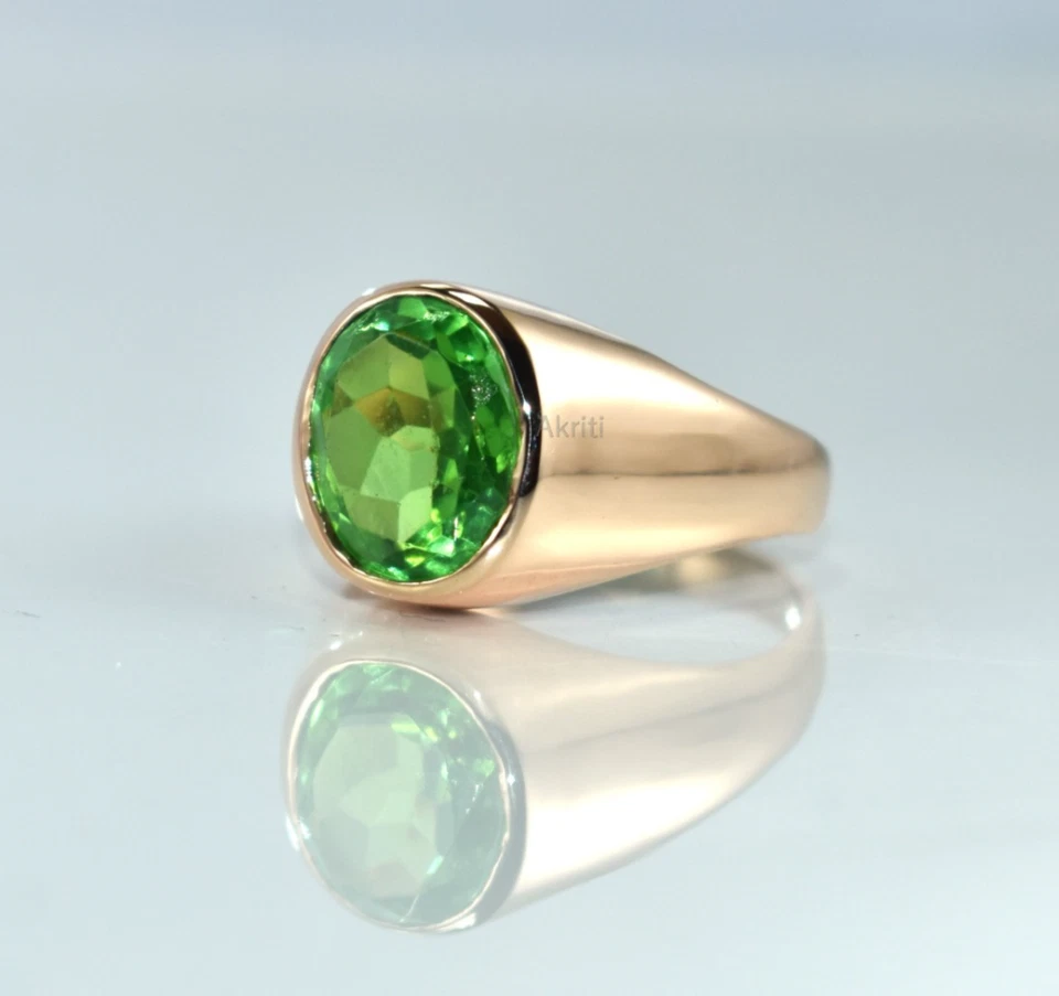Atractivo anillo de sello de cobre peridoto hecho a mano diseño clásico siempre en demanda Foto 1 de 4