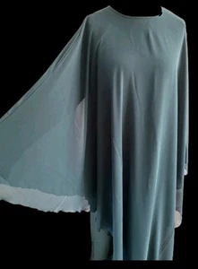 Womens Ladies Butterfly Chiffon Plain Abaya/Jilbab/Farasha Dubai Green - Size 54 - Picture 1 of 3