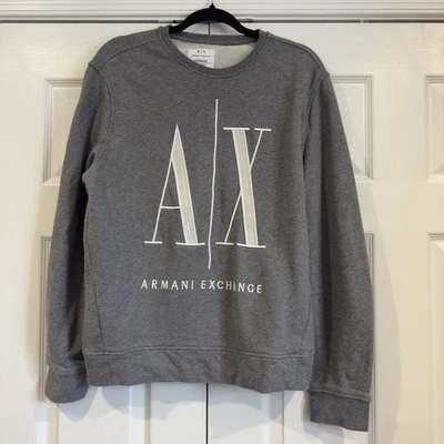 Armani Exchange Icon Period Logo Graphic Gray Sweatshirt Men Size M - Image 1 of 4
