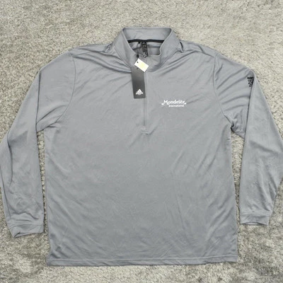 NEW Adidas Men's Size 2XL Pullover Sweater Quarter Zip Golf UPF 50 Polyester Gra - Image 1 of 4