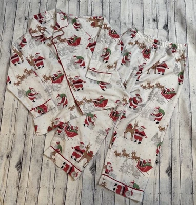Juego de pijama de franela Pottery Barn Kids Heritage Santa talla 6 Foto 1 de 4