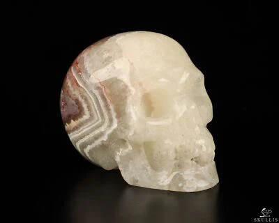 Calavera de cristal tallada de ágata de encaje loco rojo de 2,0", realista Foto 1 de 4
