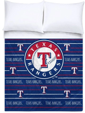 Texas Rangers MLB 60" x 80" Logo Stripe Flannel Blanket-W10728304956 Cover