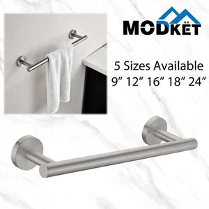 Modern Brushed Nickel Towel Bar Rail Stainless Steel Wall Mounted Bathroom Hang - Picture 1 of 8