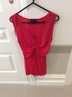Stunning Like New Witchery Red Ruged Gathered V Sleevelesstop Blouse Size S