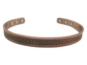 Men's 8 Inch Solid Copper Magnetic Cuff Bracelet CBM297 - 1/4 of an inch wide. - Picture 1 of 2