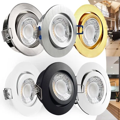 LED Einbaustrahler 230V flach dimmbar 5W Deckenstrahler Spots Einbauleuchten Set - Bild 1 von 4
