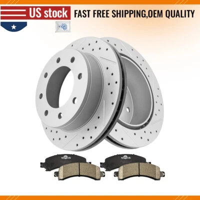 Rear Brake Disc Rotor Ceramic Pad For Chevy GMC Express Savana 2500 3500 - Image 1 of 4