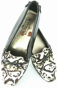 Ted Baker Womens Black Patent Faux Cow Hide Loafers US 7 EU 38 Diving Moc - Picture 1 of 12