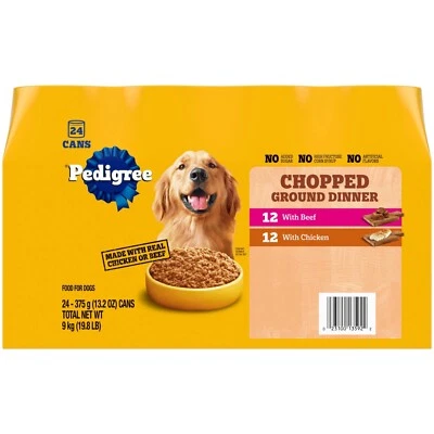 Paquete variado de pollo y carne molida picada para cena comida húmeda para perros, 13,2 OZ Latas 24 Foto 1 de 4
