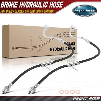 2x Front L&R Brake Hydraulic Hose for Chevrolet Blazer S10 GMC Jimmy Sonoma Olds - Image 1 of 4