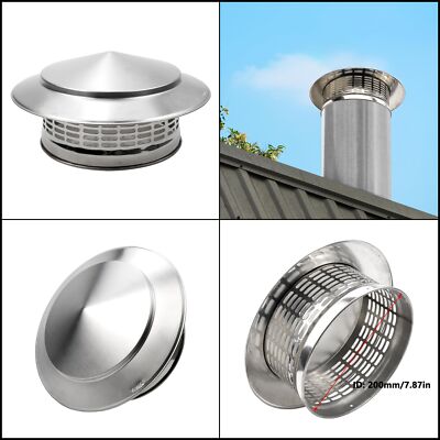 8 Round Stainless Steel Chimney Cap, Cone Top...