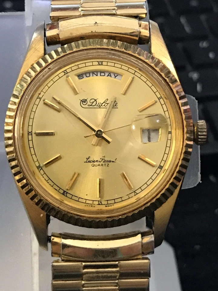 Reloj para hombre Dufonte Lucien Piccard 36 mm esfera dorada President cuarzo funcionando (lote 2492) Foto 1 de 4