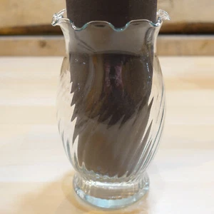 Vase Clear Glass Swirl Pattern Scalloped Rim 6.5 in. Swanky Barn - Picture 1 of 12