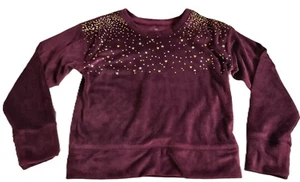 So Cozy Crewneck Girls Velour Sweatshirt Burgundy Sequin Outdoor Size S(7) G001 - Picture 1 of 8