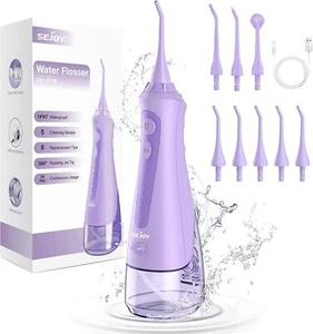 Water Flosser Cordless Portable Oral Irrigator Dental Cleaner 230ML W/8 Jet Tips - Picture 1 of 8