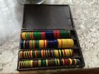VINTAGE BOX LARGE LOT VARIOUS SIZES & COLOURS GAMING GAMES COUNTERS BAKELITE ? 