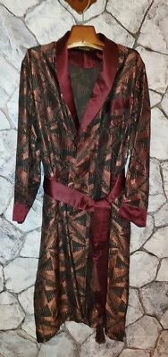 Bata de fumar vintage Art Deco brocado para hombre con botones delanteros con cinturón talla L Foto 1 de 4