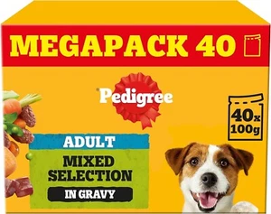 Pedigree Mixed Selection in Gravy 40 Pouches, Adult Wet Dog Food (40 x 100 g) - Picture 1 of 6