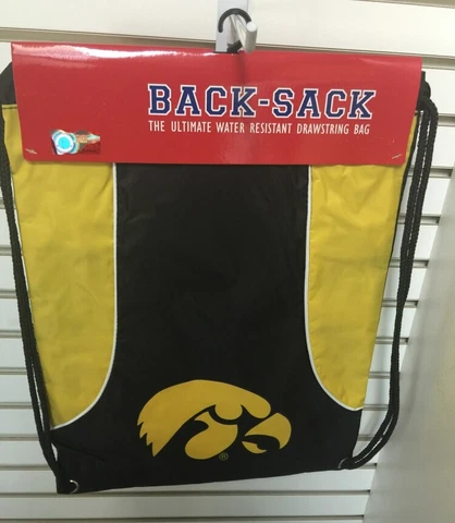 NCAA Iowa Hawkeyes Drawstring Back Pack Book Bag School Red Gym Travel Black Cover