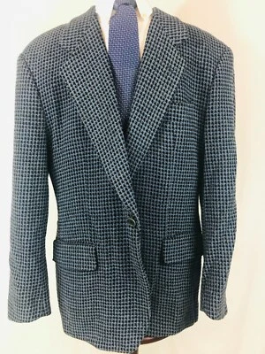 Chaqueta Blazer Lubiam LBM Italia Azul Cuadros Mezcla Lana 1 Botón EE. UU. 40R, EURO 50R Foto 1 de 4