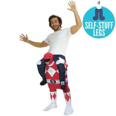 Disfraz Power Ranger rojo adulto a cuestas hombre mujer superhéroe paseo en Halloween Foto 1 de 4