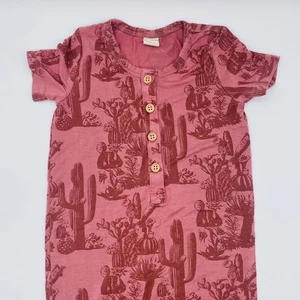 Mameluco de bambú con estampado de cactus Kate Quinn botones de madera salmón niño pequeño talla 2T unisex - Imagen 1 de 5