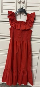 Sea New York Girls Size 8Y Red Ruffle Maxi Dress Fourth Of July Very Good - Picture 1 of 4