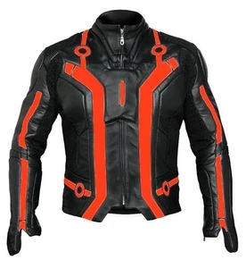 Chaqueta de cuero negra para motociclistas de carreras para hombre - Imagen 1 de 3