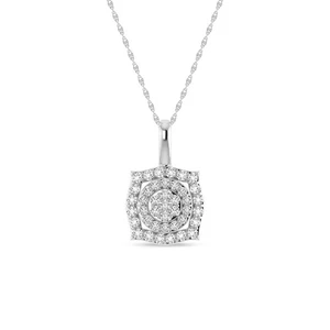 Collar colgante de oro blanco de 10 quilates de corte redondo de diamantes naturales de 1/4 quilate cadena de 18" - Imagen 1 de 6