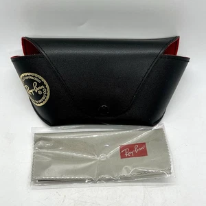 Ray Ban Black Leather Red Lining Universal Soft Case Sunglasses W/Cleaning Cloth - Picture 1 of 3
