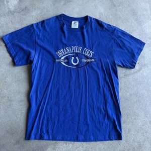 Camiseta grande vintage de los Indianapolis Colts azul con logotipo bordado para hombre Y2K - Imagen 1 de 5