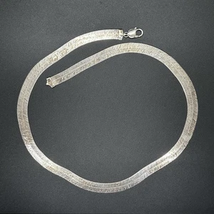 925 Sterling Silver HERRINGBONE Necklace ITALY 61 Grams About 26” Long Thick - Picture 1 of 11