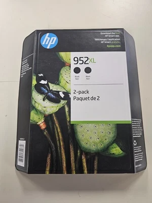 Paquete de 2 cartuchos de tinta negros originales HP 952XL caduca 3/2027 NUEVO Foto 1 de 4