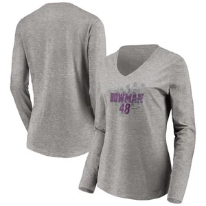 Women's Heathered Gray Alex Bowman Difference Maker Long Sleeve V-Neck T-Shirt - Picture 1 of 3