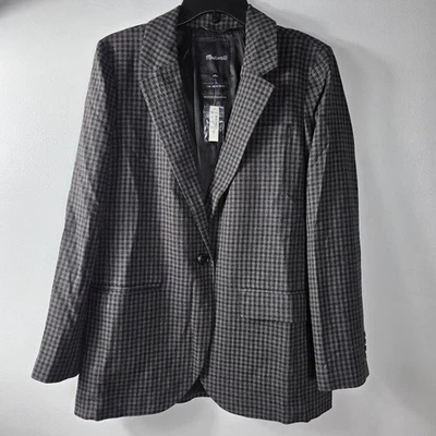 Madewell The Larsen Blazer Women's Size L Gingham Crafted in Italian Fabric - Image 1 of 4