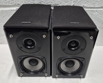 Hitachi AXM649U Black Wired 50-Watt Hi-Fi System Bookshelf Speakers - Working - Image 1 of 4