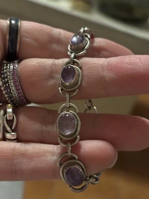 Bracciale Bracciali Argento 925 Ametiste Ametista Pietre Dure Regolabile - Immagine 1 di 4