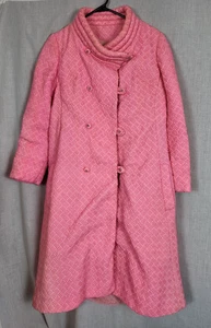 Chaqueta acolchada vintage años 50-60 rosa forrada abrigo de otoño para mujer S botones brillantes - Imagen 1 de 8