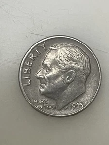 1965 Us 10 Cent Coin No Mint Mark #8 - Picture 1 of 2