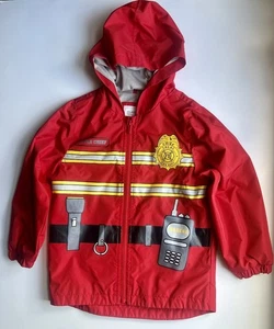 Carter's Toddler Rain Jacket 4T Fireman Style Hooded Waterproof Firefighter Red - Picture 1 of 10