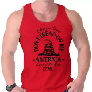 Liberty Don't Tread On Me Gadsden Flag USA Adult Tank Top Sleeveless T-Shirt - Picture 1 of 13