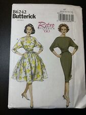 BUTTERICK SEWING PATTERN 6242 MISSES 6-14 RETRO '60 FLARED & SLIM PULLOVER DRESS