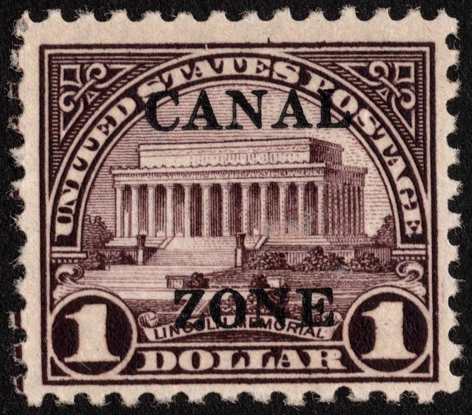 Canal Zone Stamp Scott # 95 Mint NH F-VF - $1.00 Brown Violet w Type B Overprint - Image 1 of 1