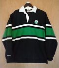 BARBARIAN Rugby Long Sleeve Shirt Men (Size: L) Black Green Striped TRENT UNIV.