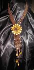 Vintage Joan Rivers Sternchen Halskette Kupfer bronzefarbene Perlen