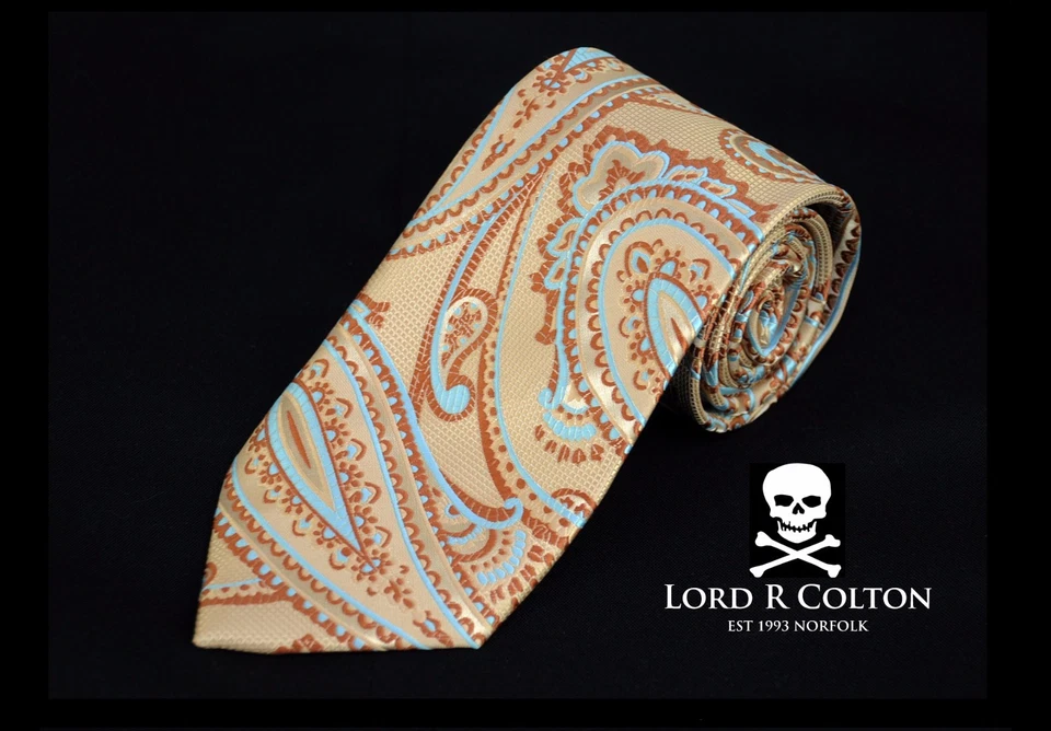 Corbata Lord R Colton Masterworks - Corbata Lerici Gris Dorado Tapiz Pasiley - Nueva Foto 1 de 1
