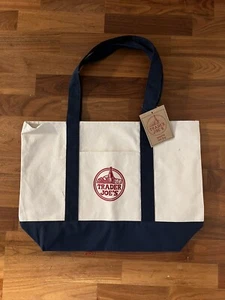 Trader Joe's Reusable Canvas Eco Tote Bag - Trending 🔥Blue White Brand NWT - Picture 1 of 3