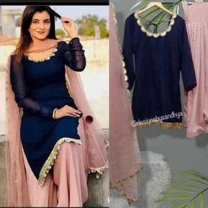 Punjabi Anzug für Frau Patiala Salwar Suit Indianer Ethno Outfit Pakistanischer Salwar - Bild 1 von 6