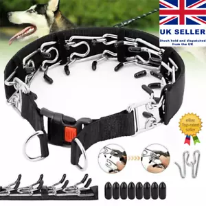 Dog Choke Collar Training Prong-Pinch Chain Adjustable Metal Steel Pet Spike UK - Picture 1 of 11